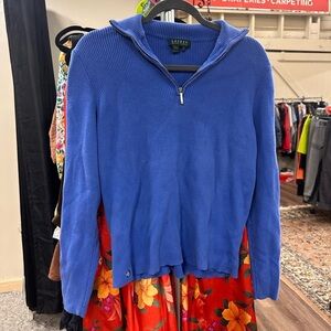 Ralph Lauren royal blue knitted ribbed sweater quarter zip size xl